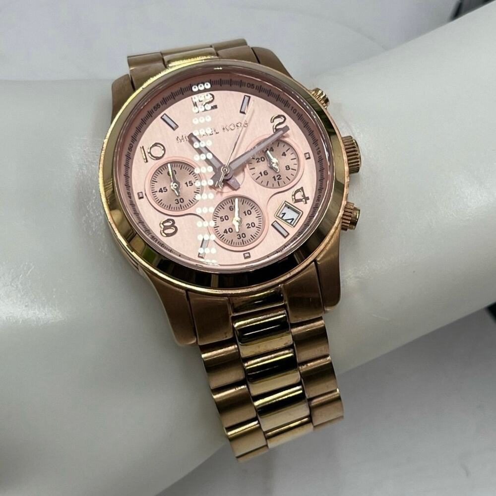 Michael Kors Runway Chronograph‎ Rose Gold Stainless Steel Womens Watch MK5128